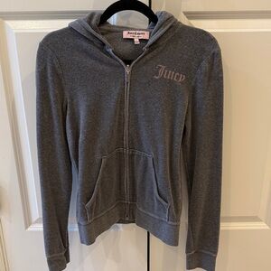 Juicy Couture Girls' Gray Zip Hoodie with Pink Logo